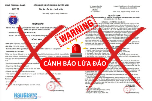 Hai văn bản giả mạo văn bản Sở Y tế tỉnh Hậu Giang gần đây nhất. Hình ảnh do Sở Y tế tỉnh Hậu Giang cung cấp