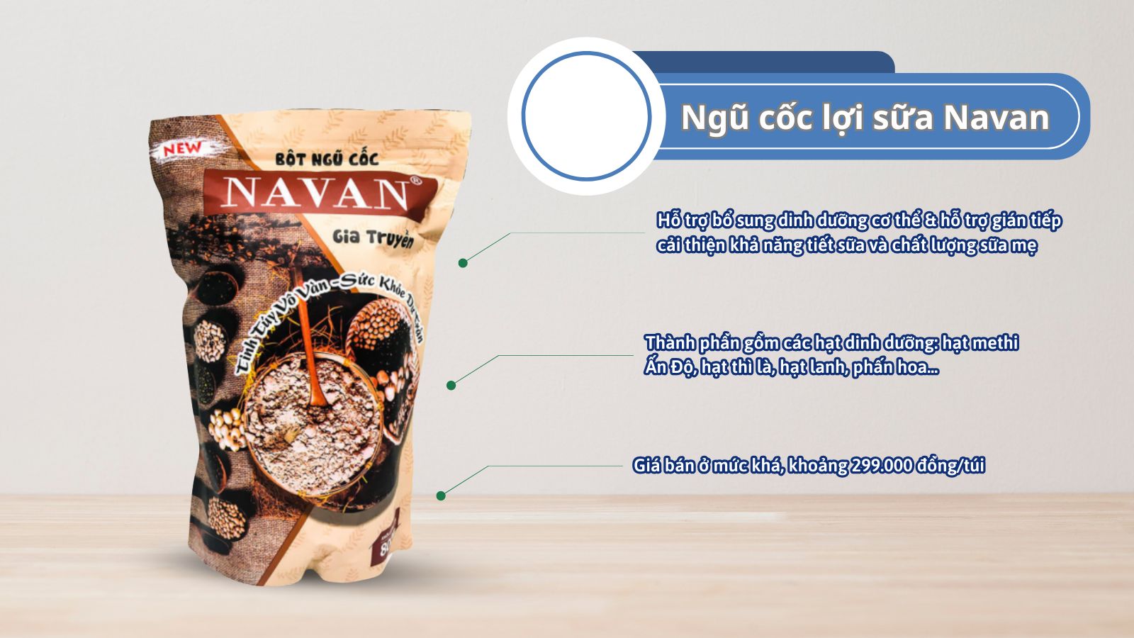 Ngũ cốc Navan lợi sữa cho mẹ bỉm